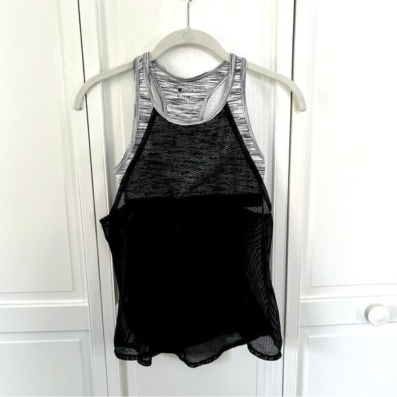 Zella Nordstrom Brand Girls Mesh Ultra Balance Racerback Tank Black + White XL - Picture 1 of 13